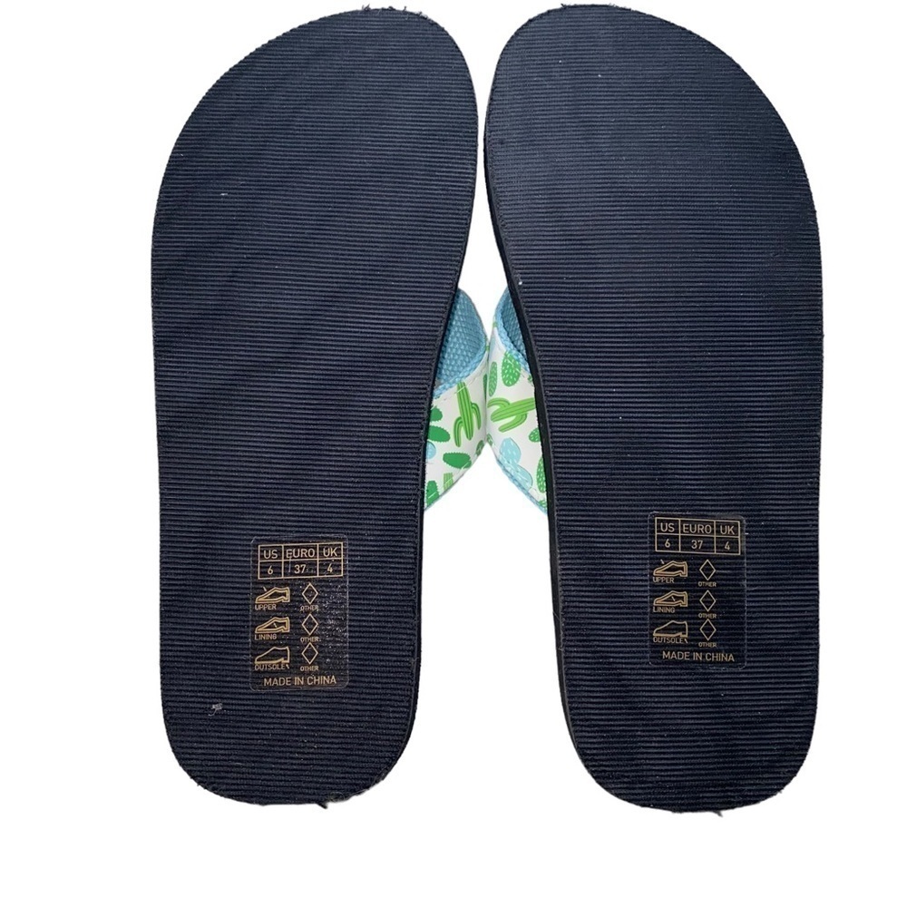Capelli New York Women’s Blue and Green Cactus Print Flip Flop Sandals Sz 6 - Picture 9 of 10
